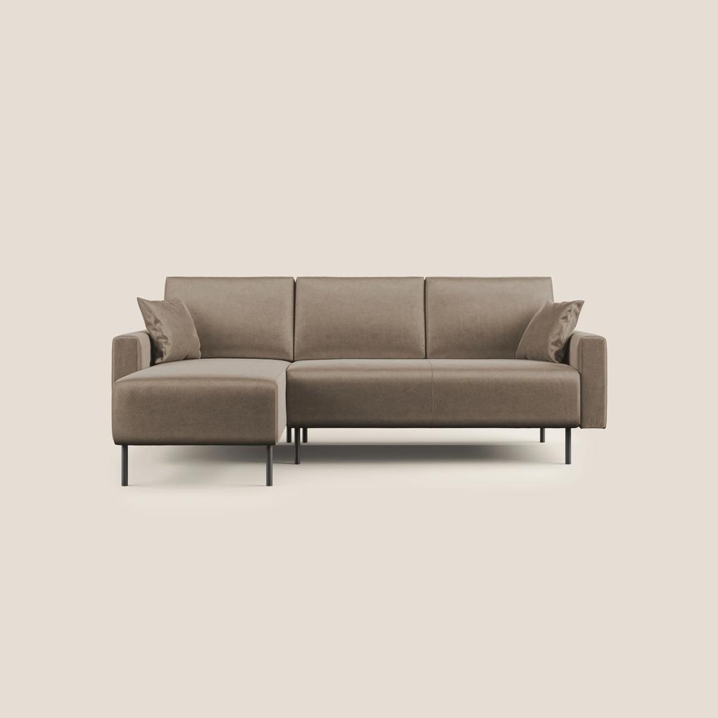 Arthur divano moderno angolare in velluto morbido impermeabile T01 marrone Destro