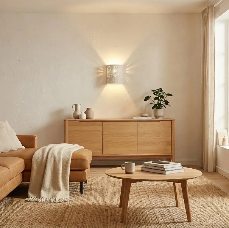 Applique da Parete E14 Curva in Gesso Pitturabile Traforato