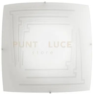 Plafoniera concept bianca 4 luci attacco e27 50x10,5x50cm in vetro ...