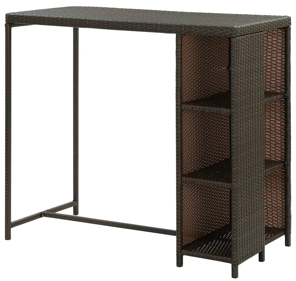 Tavolo da bar con ripiani marrone 120x60x110 cm in polyrattan