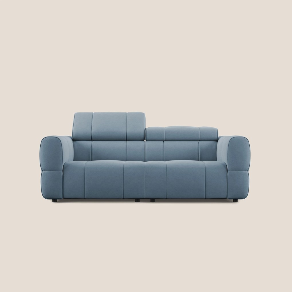 Giotto Divano modulare con opzione relax elettrico in microfibra effetto velluto impermeabile T09