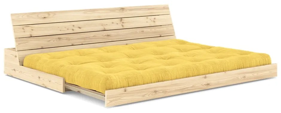 Divano letto in velluto a coste giallo 196 cm Base - Karup Design