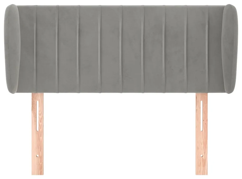 Testiera ad orecchio grigio chiaro 83x23x78/88 cm in velluto
