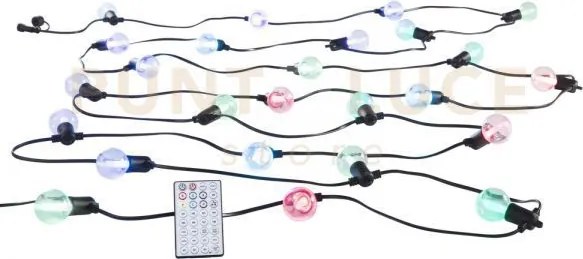 Stringa luminosa led picnic nera 12 luci attacco e12 10w rgb ip44 i...