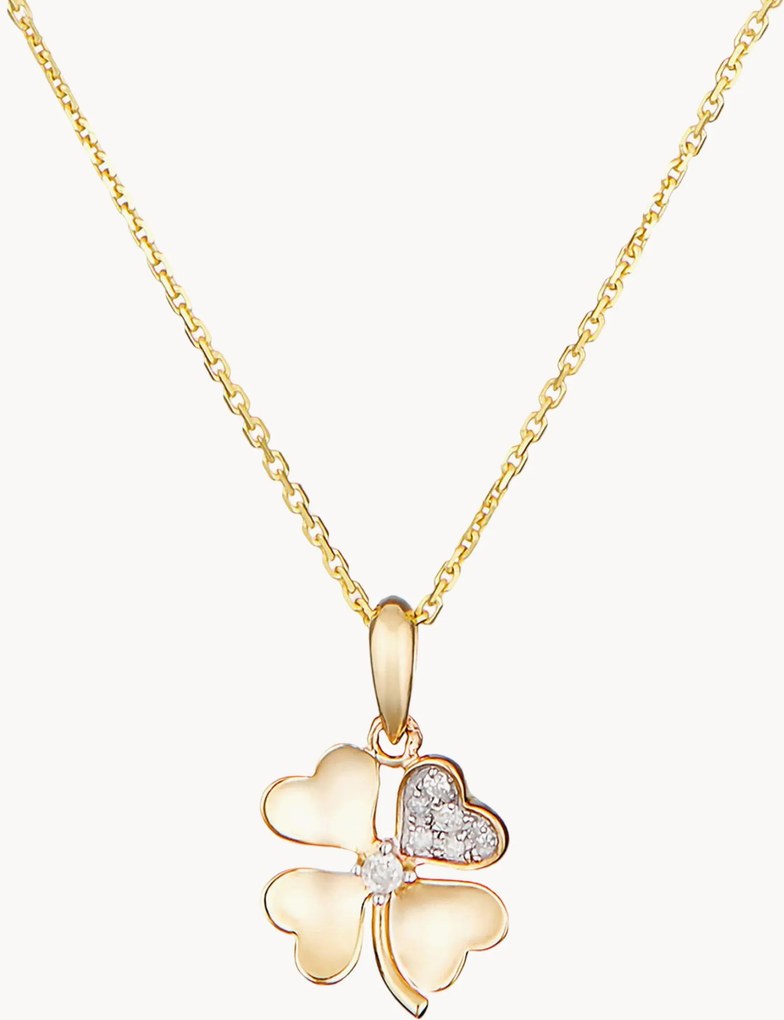 Collana in argento con ciondolo in oro giallo e diamanti Dites-le avec une Fleur