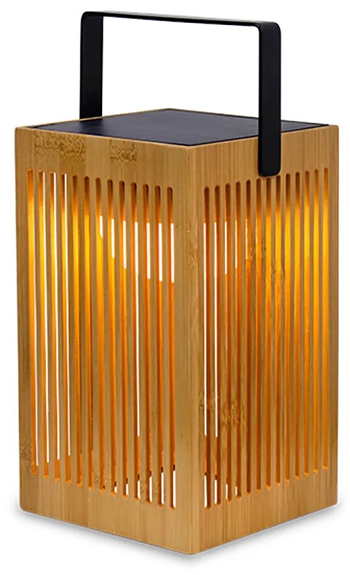 Lampada da tavolo in bambù con LED dimmerabile IP54 ricaricabile a energia solare con telecomando - Okinawa