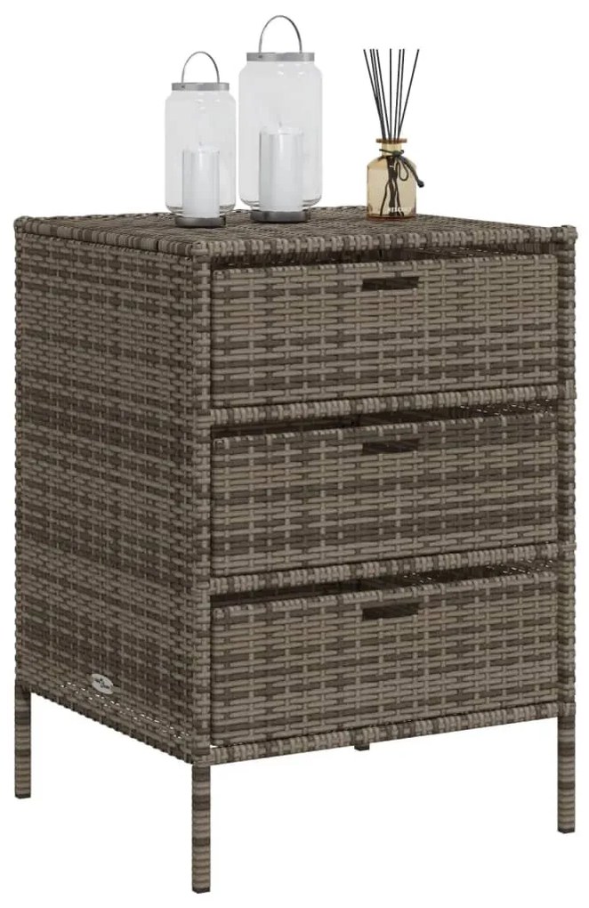 Armadietto portaoggetti giardino grigio 55x59x80cm polyrattan