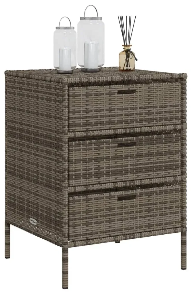 Armadietto portaoggetti giardino grigio 55x59x80cm polyrattan