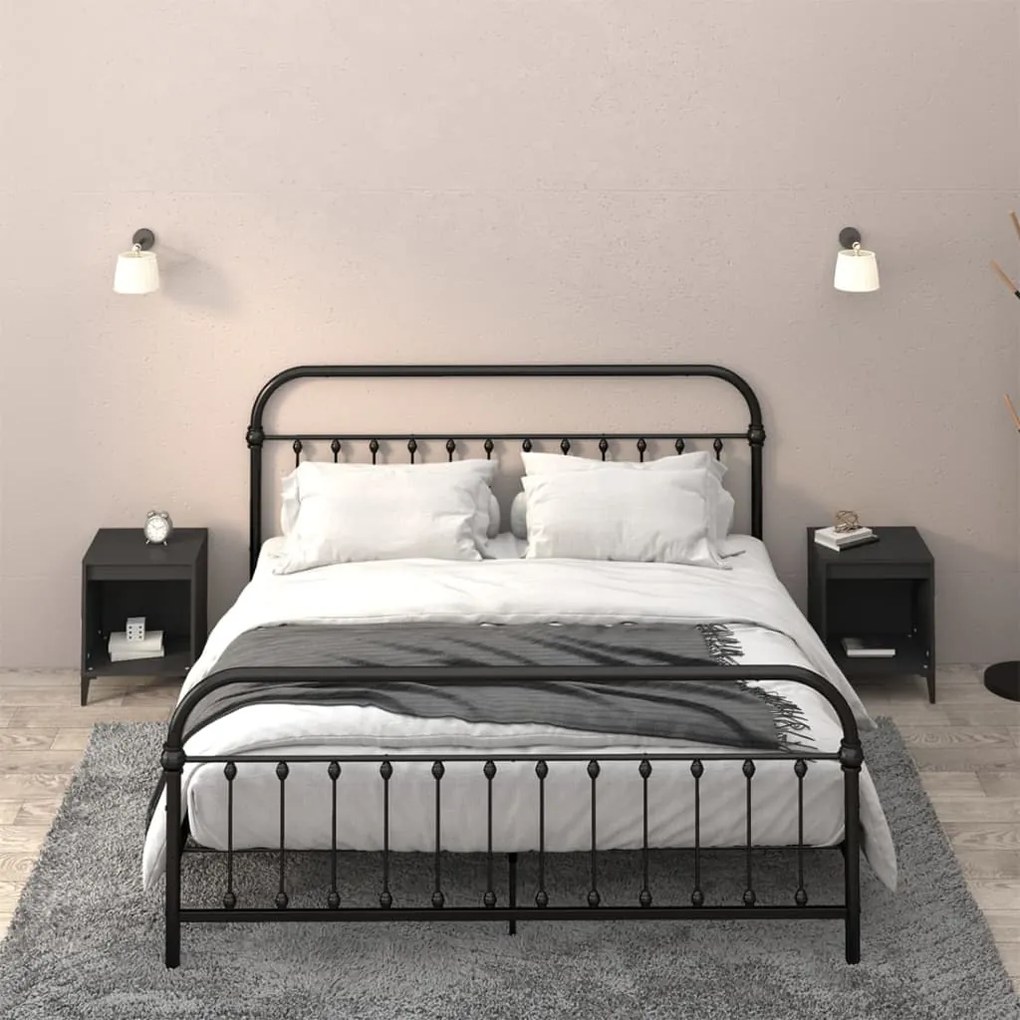 Comodini 2 Pz Nero 40x35x50 Cm /