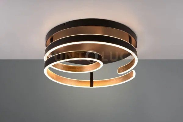 Plafoniera led in metallo nero e oro medera 644110180