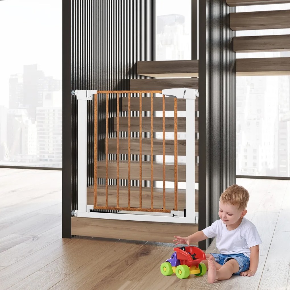Costway Cancelletto di sicurezza per bambini da 75-82cm con chiusura automatica, Cancelletto per scale porte