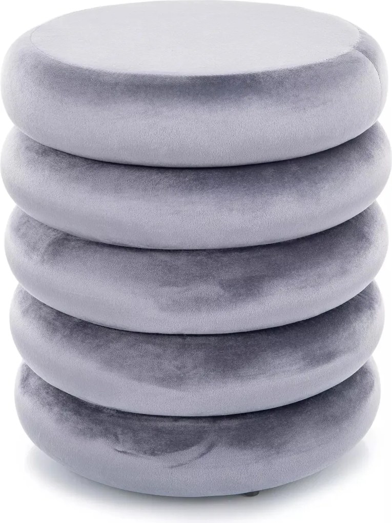 Pouf Calvi Velvet con contenitore in velluto color grigio – Ø40x46 cm
