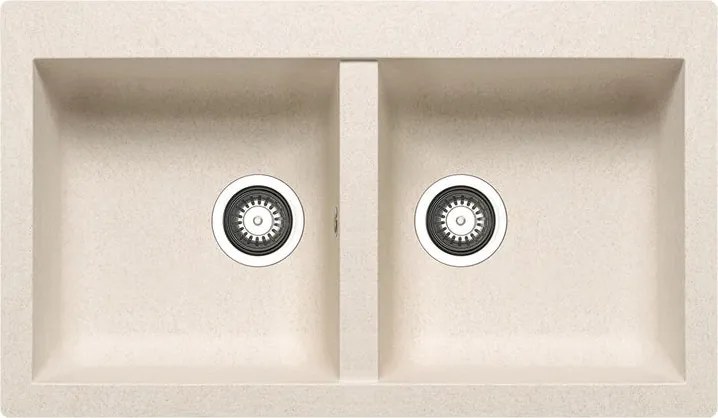 Lavello integrato 2 vasche in resina avena DELINIA Scirocco L 50 x L 86 cm