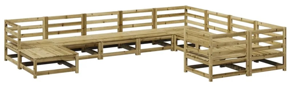 Set divani da giardino 10 pz in legno impregnato di pino