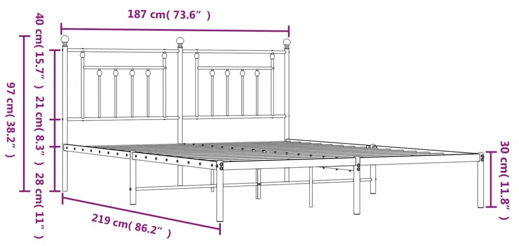 Giroletto con Testiera in Metallo Nero 183x213 cm