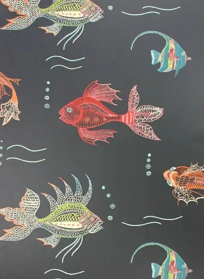 Nina Campbell Carta da parati Aquarium - Black