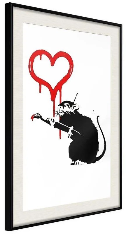 Poster  Banksy: Love Rat  Cornice Quadri Cornice nera con pass-partout, Larghezza x Altezza Home decor 30x45