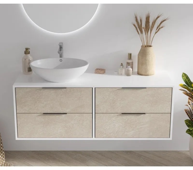 Kamalu - Mobile bagno 135cm bicolore con 4 cassetti scorrevoli SPR-135D