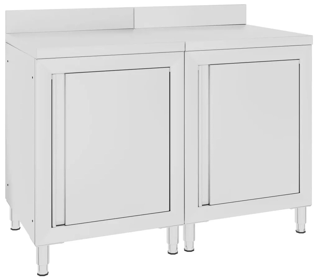 Mobiletto Con Piano Di Lavoro 120x60x96 Cm İn Acciaio Inox /