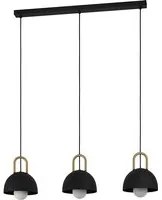 Lampadario Industrial Calmanera 3 Luci Acciaio Nero E Ottone