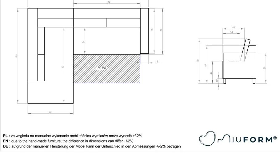 Divano letto angolare in velluto turchese L, angolo destro Stylish Stan - Miuform