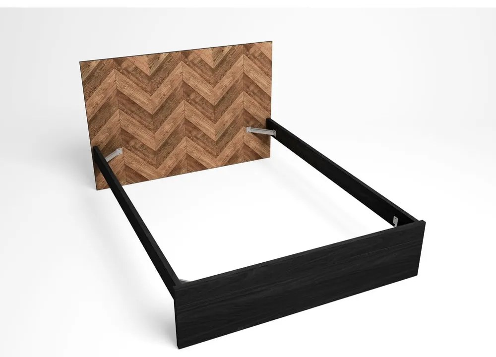 Letto matrimoniale nero/naturale 160x200 cm Gio - Marckeric