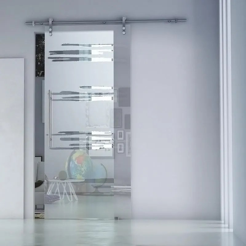 Porta scorrevole sinistra Gemini in inox trasparente, L 86 x H 215 cm, con binario Lux