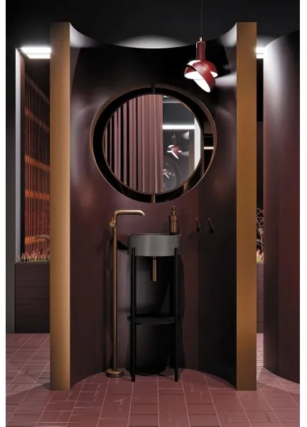 Deante CQS_SU4S - Lavabo da appoggio SILIA diam. 36 cm granito/grigio metallico