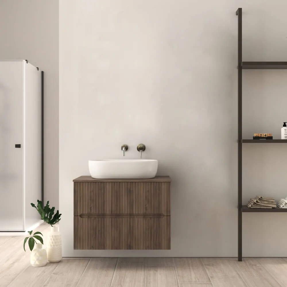 Mobile bagno cannettato 80 cm finitura noce Palermo