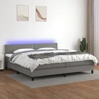 Letto a Molle Materasso e LED Grigio Scuro 200x200cm in Tessuto 3133102