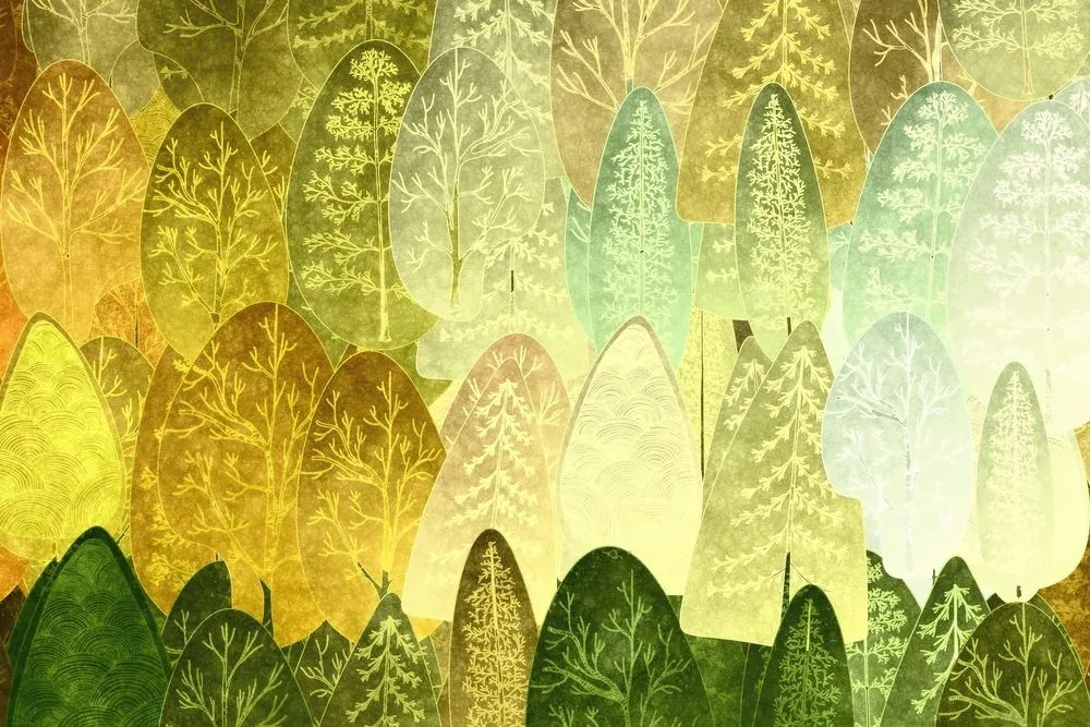 Stampa su tela – Alberi asimmetrici verdi