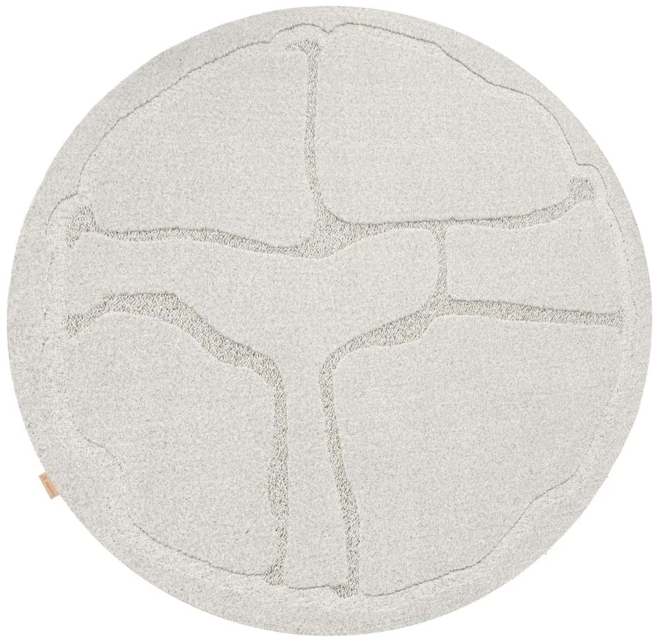 Tappeto rotondo in lana grigio chiaro ø 120 cm Morphic Organica - Agnella