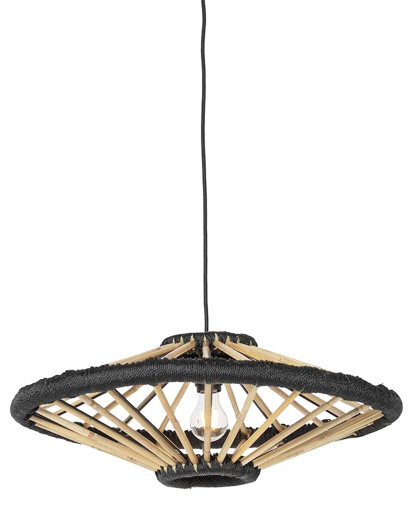 Lampada a sospensione orientale in bambù e nero 60 cm - Evalin