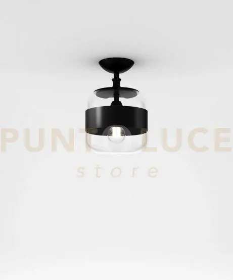 Futura soffitto p cristallo nero montatura nero opaco 1 luce attacc...