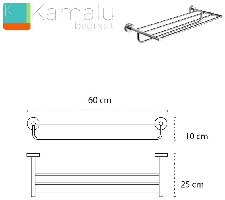 Kamalu - portsalviette a barre 60cm per albergi in acciaio inox | mira-c