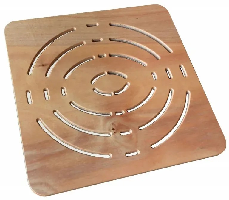 Pedana antiscivolo quadrata 50x50 in Legno Okumè ideale per piatto 70x70