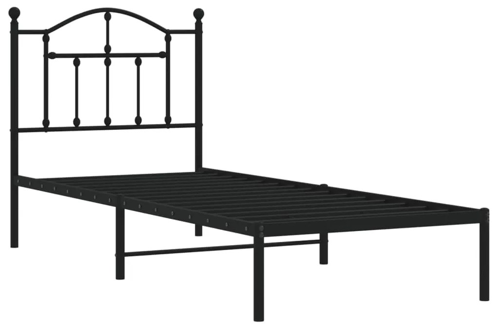 Giroletto con testiera in metallo nero 80x200 cm