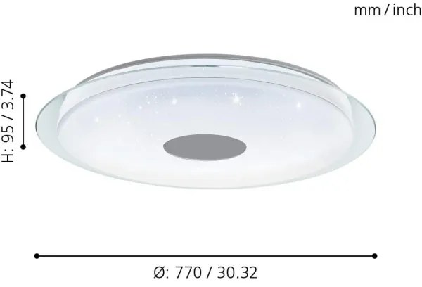Eglo 32344 - Lampada da soffitto dimmerabile LED RGBW LANCIANO-C LED/53W/230V + telecomando