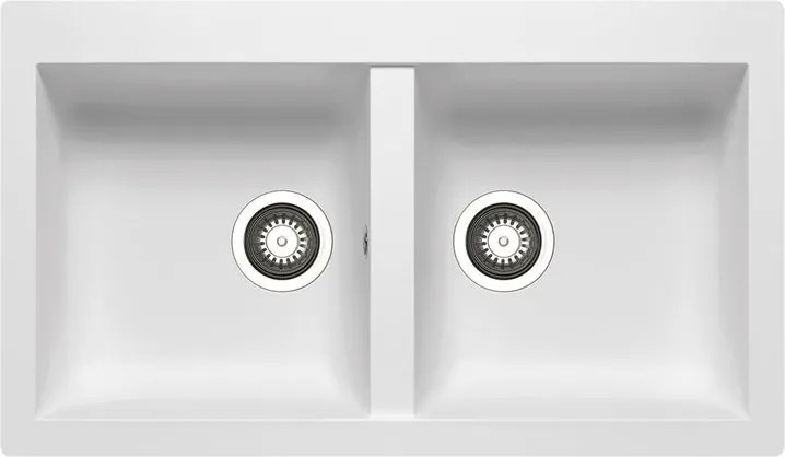 Lavello integrato 2 vasche in resina bianco DELINIA Scirocco L 50 x L 86 cm
