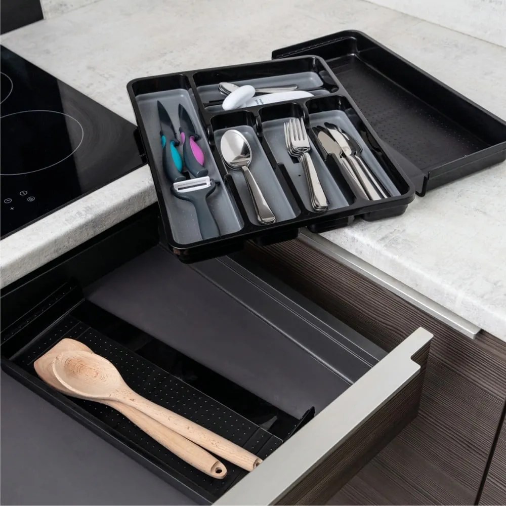 Credenza in plastica espandibile nera e grigia per cassetto 41,5 x 35 cm - Addis