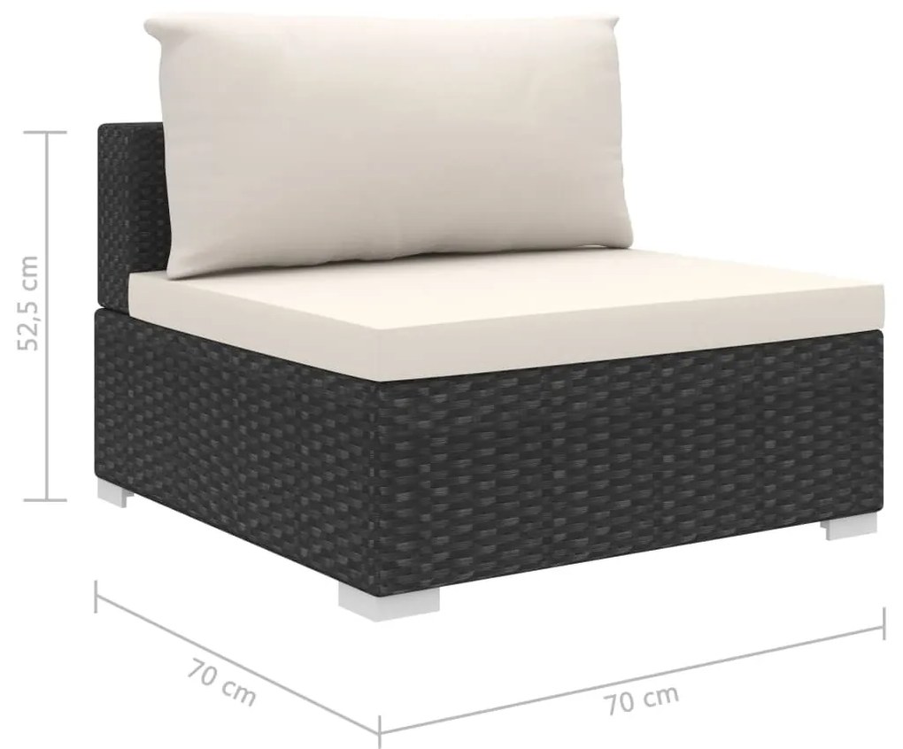 Set Divani da Giardino 4 pz con Cuscini in Polyrattan Nero