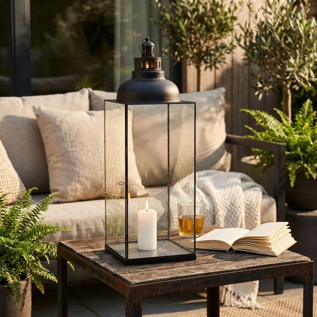 ARIANE - lanterna in vetro e acciaio