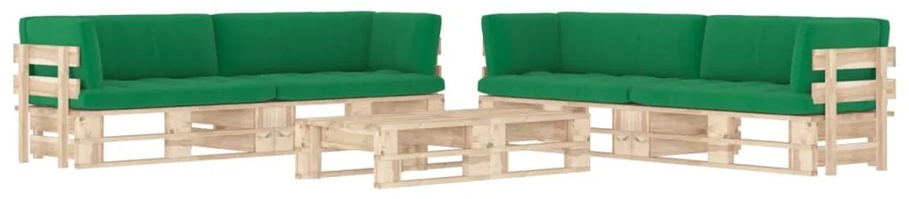 Set divani in pallet con cuscini 6 pz in pino impregnato