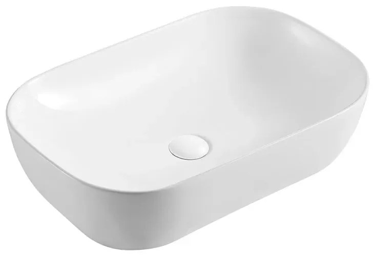 Lavabo da appoggio 60x40 rettangolare in ceramica bianco lucido