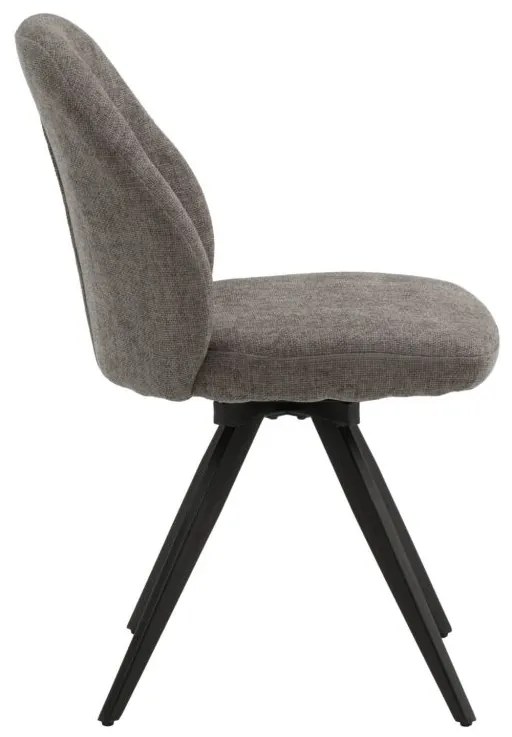Set di sedie girevoli ZENNENDAL in tessuto grigio e gambe in metallo nero