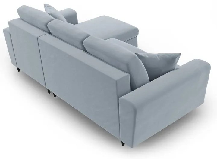 Divano angolare azzurro allungabile e con contenitore con rivestimento in velluto Kyoto – Cosmopolitan Design