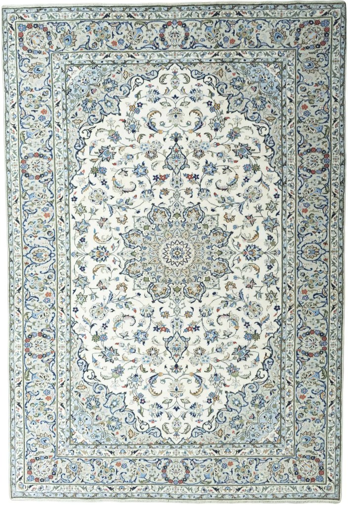 Kashan Tappeto 350x240 Beige (Iran) Annodato A Mano