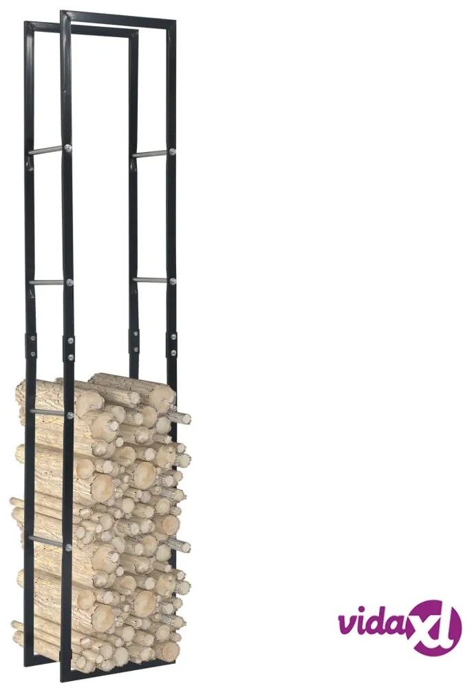vidaXL Rastrelliera per Legna da Ardere Nera 40x25x200 cm in Acciaio