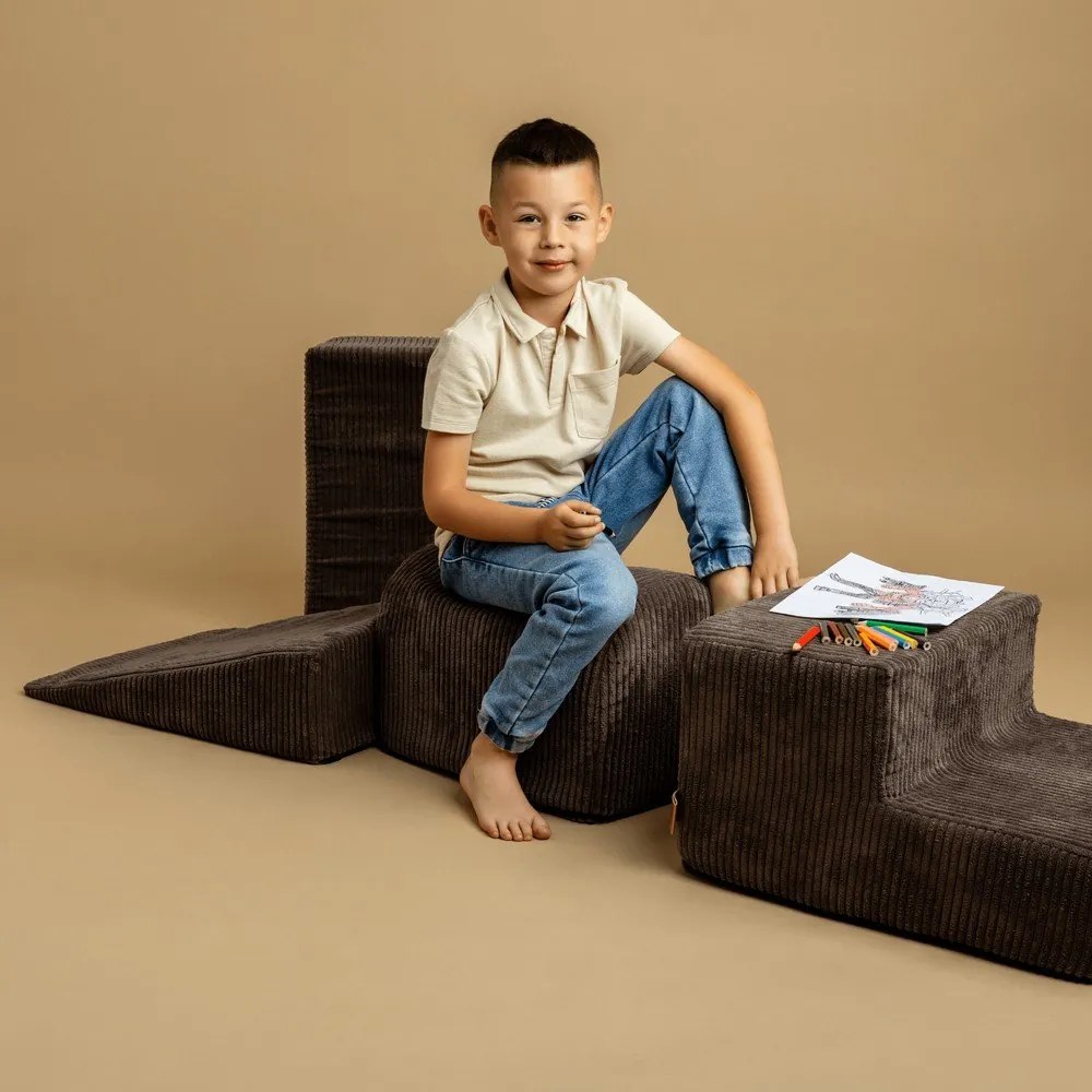 Gioco per psicomotricità color kaki in velluto a coste 5 pz altezza totale 30 cm 250x45 cm Montessori – Meowbaby