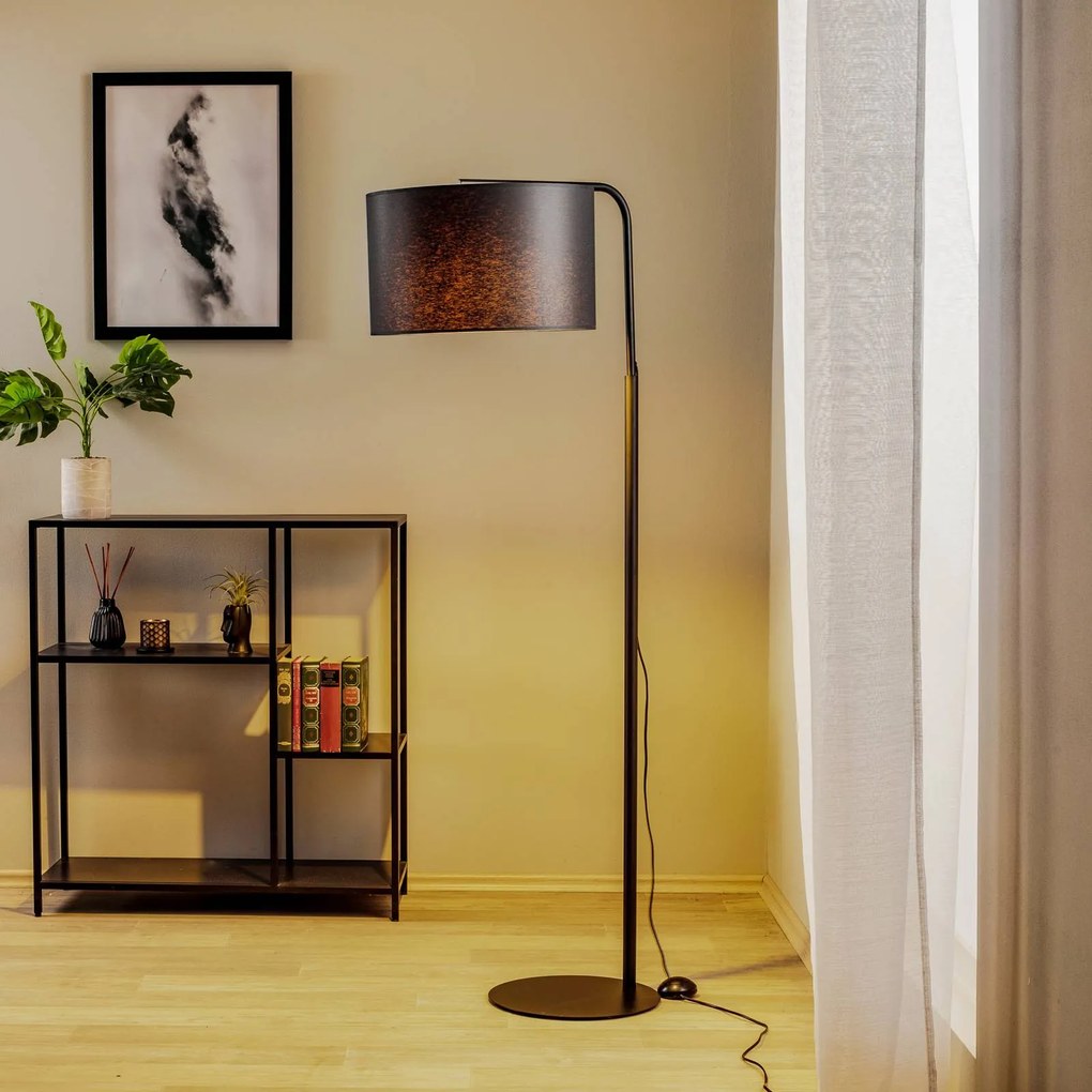 Luminex Piantana Soho, cilindrica, curva, blu/oro